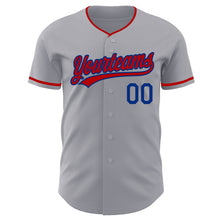 Load image into Gallery viewer, Custom Gray Red-Royal Authentic Baseball Jersey
