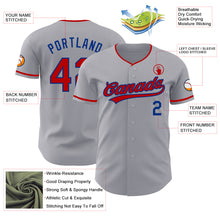 Load image into Gallery viewer, Custom Gray Red-Royal Authentic Baseball Jersey
