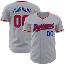 Load image into Gallery viewer, Custom Gray Red-Royal Authentic Baseball Jersey
