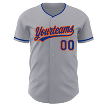 Загрузить изображение в средство просмотра галереи, Custom Gray Royal-Orange Authentic Baseball Jersey

