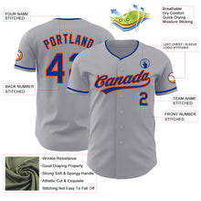 Загрузить изображение в средство просмотра галереи, Custom Gray Royal-Orange Authentic Baseball Jersey
