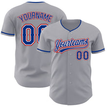 Загрузить изображение в средство просмотра галереи, Custom Gray Royal White-Red Authentic Baseball Jersey
