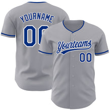 Laden Sie das Bild in den Galerie-Viewer, Custom Gray Royal-White Authentic Baseball Jersey
