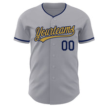 Загрузить изображение в средство просмотра галереи, Custom Gray Old Gold-Navy Authentic Baseball Jersey
