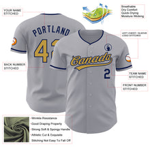 Загрузить изображение в средство просмотра галереи, Custom Gray Old Gold-Navy Authentic Baseball Jersey
