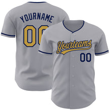 Загрузить изображение в средство просмотра галереи, Custom Gray Old Gold-Navy Authentic Baseball Jersey
