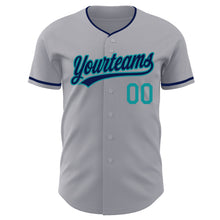 Загрузить изображение в средство просмотра галереи, Custom Gray Navy-Teal Authentic Baseball Jersey
