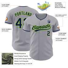 Load image into Gallery viewer, Custom Gray Navy-Neon Green Authentic Baseball Jersey
