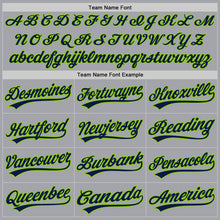 Load image into Gallery viewer, Custom Gray Navy-Neon Green Authentic Baseball Jersey
