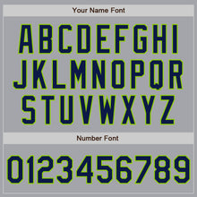 Load image into Gallery viewer, Custom Gray Navy-Neon Green Authentic Baseball Jersey
