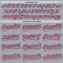 Load image into Gallery viewer, Custom Gray Medium Pink-Navy Authentic Baseball Jersey
