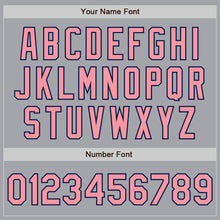 Load image into Gallery viewer, Custom Gray Medium Pink-Navy Authentic Baseball Jersey
