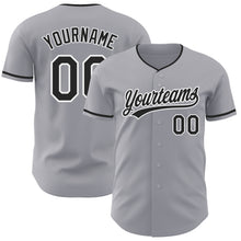 Load image into Gallery viewer, Custom Gray Black-White Authentic Baseball Jersey
