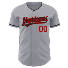 Load image into Gallery viewer, Custom Gray Black-Red Authentic Baseball Jersey
