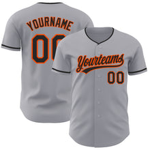 Load image into Gallery viewer, Custom Gray Black-Orange Authentic Baseball Jersey
