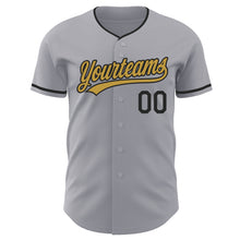 Загрузить изображение в средство просмотра галереи, Custom Gray Old Gold-Black Authentic Baseball Jersey
