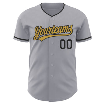 Custom Gray Old Gold-Black Authentic Baseball Jersey