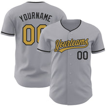 Загрузить изображение в средство просмотра галереи, Custom Gray Old Gold-Black Authentic Baseball Jersey
