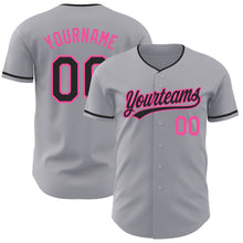 Загрузить изображение в средство просмотра галереи, Custom Gray Black-Pink Authentic Baseball Jersey
