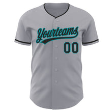 Load image into Gallery viewer, Custom Gray Black-Teal Authentic Baseball Jersey

