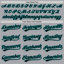 Load image into Gallery viewer, Custom Gray Black-Teal Authentic Baseball Jersey
