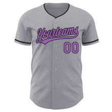 Загрузить изображение в средство просмотра галереи, Custom Gray Medium Purple-Black Authentic Baseball Jersey
