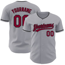 Load image into Gallery viewer, Custom Gray Maroon-Black Authentic Baseball Jersey
