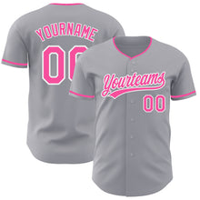 Загрузить изображение в средство просмотра галереи, Custom Gray Pink-White Authentic Baseball Jersey
