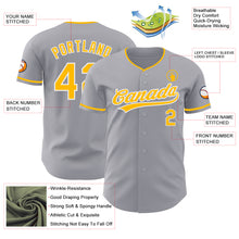 Load image into Gallery viewer, Custom Gray Gold-White Authentic Baseball Jersey
