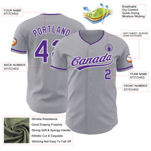 Загрузить изображение в средство просмотра галереи, Custom Gray Purple-White Authentic Baseball Jersey
