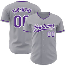 Загрузить изображение в средство просмотра галереи, Custom Gray Purple-White Authentic Baseball Jersey
