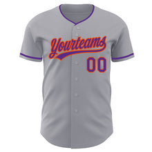 Загрузить изображение в средство просмотра галереи, Custom Gray Purple-Orange Authentic Baseball Jersey
