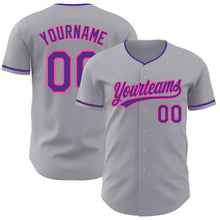 Load image into Gallery viewer, Custom Gray Purple-Pink Authentic Baseball Jersey
