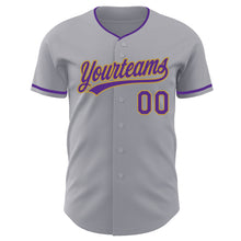 Загрузить изображение в средство просмотра галереи, Custom Gray Purple-Old Gold Authentic Baseball Jersey
