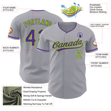 Charger l'image dans la galerie, Custom Gray Purple-Neon Green Authentic Baseball Jersey
