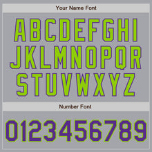 Charger l'image dans la galerie, Custom Gray Purple-Neon Green Authentic Baseball Jersey
