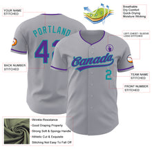 Load image into Gallery viewer, Custom Gray Purple-Teal Authentic Baseball Jersey
