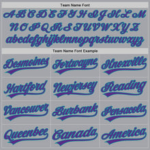 Load image into Gallery viewer, Custom Gray Purple-Teal Authentic Baseball Jersey

