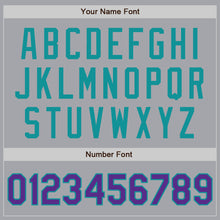 Load image into Gallery viewer, Custom Gray Purple-Teal Authentic Baseball Jersey
