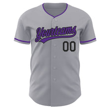 Загрузить изображение в средство просмотра галереи, Custom Gray Purple-Black Authentic Baseball Jersey
