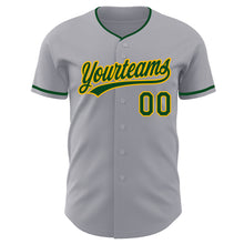 Загрузить изображение в средство просмотра галереи, Custom Gray Green-Gold Authentic Baseball Jersey
