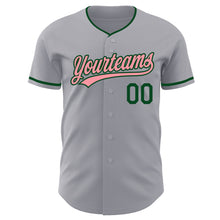 Load image into Gallery viewer, Custom Gray Medium Pink-Green Authentic Baseball Jersey
