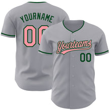 Load image into Gallery viewer, Custom Gray Medium Pink-Green Authentic Baseball Jersey
