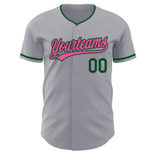Laden Sie das Bild in den Galerie-Viewer, Custom Gray Pink-Green Authentic Baseball Jersey
