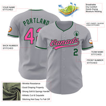 Laden Sie das Bild in den Galerie-Viewer, Custom Gray Pink-Green Authentic Baseball Jersey
