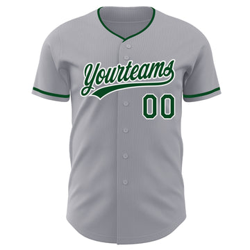 Custom Gray Green-White Authentic Baseball Jersey