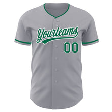 Загрузить изображение в средство просмотра галереи, Custom Gray Kelly Green-White Authentic Baseball Jersey
