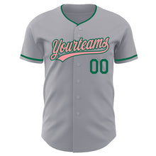 Load image into Gallery viewer, Custom Gray Medium Pink-Kelly Green Authentic Baseball Jersey
