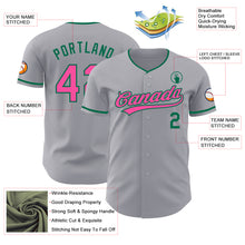 Load image into Gallery viewer, Custom Gray Pink-Kelly Green Authentic Baseball Jersey
