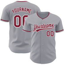 Laden Sie das Bild in den Galerie-Viewer, Custom Gray Crimson-White Authentic Baseball Jersey
